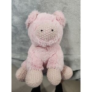 Maison‎ Chic Pink Pig Baby Soft Stuffed Animal Plush 7" Knitted Feet Nose